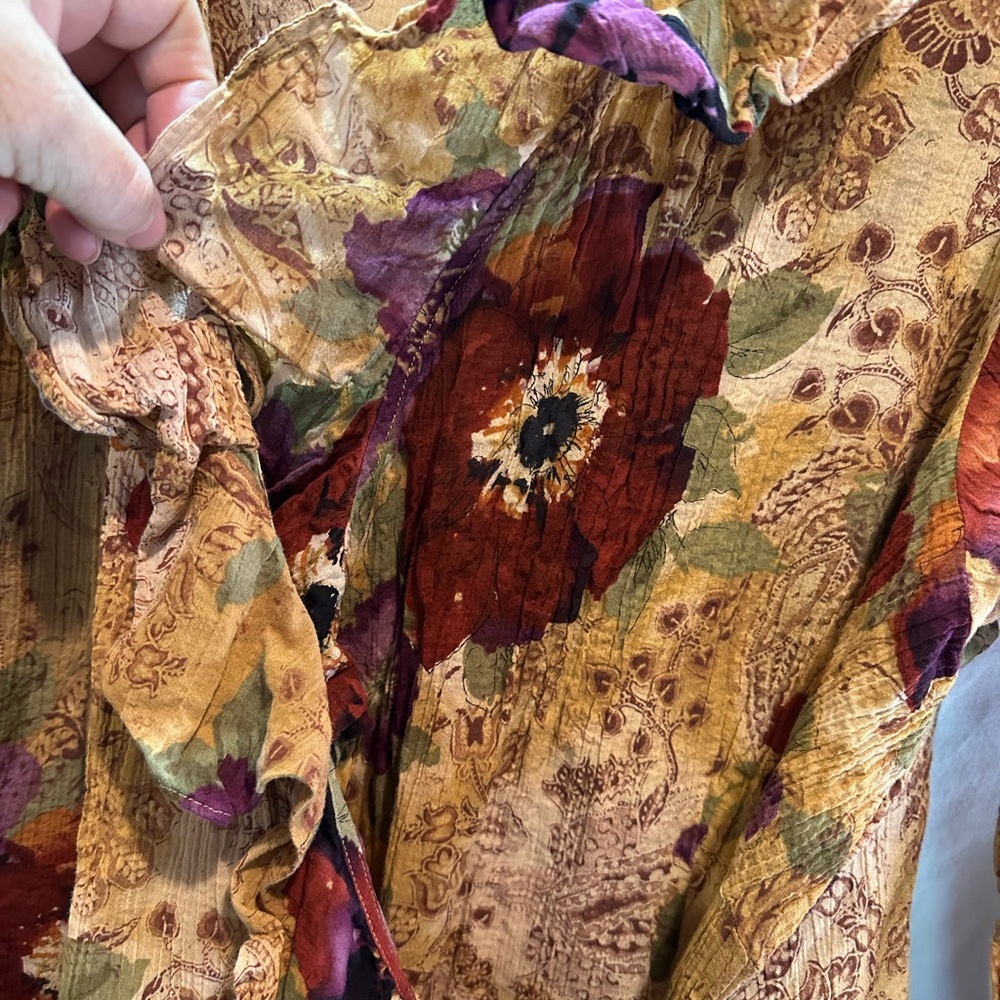 Chaps Multicolor Floral Ruffle Blouse - Picture 5 of 15